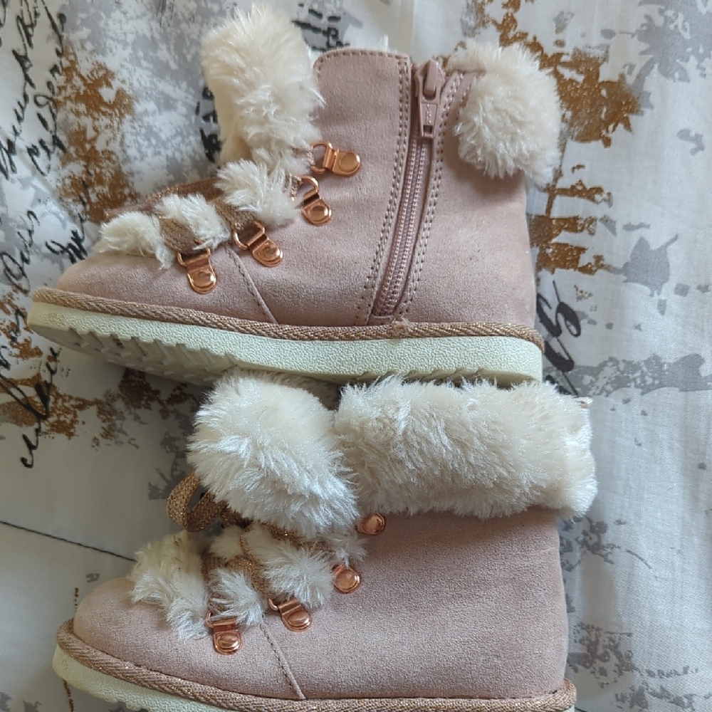 Faux Fur Lined Pink Boots